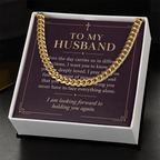 To My Husband Cuban Link Chain – "Peace Today" Message Card & Gift Box, Christian Faith Gift for Husband