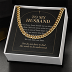 To My Husband Cuban Link Chain – "Quiet Prayer" Message Card & Gift Box, Christian Faith Gift for Husband
