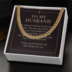 To My Husband Cuban Link Chain – "Love in Small Things" Message Card & Gift Box, Christian Faith Gift for Husband