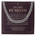 To My Husband Cuban Link Chain – "Peace Today" Message Card & Gift Box, Christian Faith Gift for Husband
