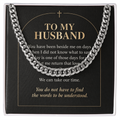 To My Husband Cuban Link Chain – "Quiet Prayer" Message Card & Gift Box, Christian Faith Gift for Husband