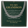 To My Grandson Cuban Link Chain – "Whole Day" Message Card & Gift Box, Gift for Grandson