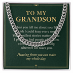 To My Grandson Cuban Link Chain – "Whole Day" Message Card & Gift Box, Gift for Grandson