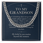 To My Grandson Cuban Link Chain – "Beyond This Moment" Message Card & Gift Box, Gift for Grandson