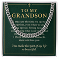 To My Grandson Cuban Link Chain – "So Beautiful" Message Card & Gift Box, Gift for Grandson