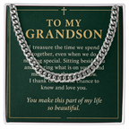 To My Grandson Cuban Link Chain – "So Beautiful" Message Card & Gift Box, Gift for Grandson