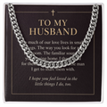 To My Husband Cuban Link Chain – "Love in Small Things" Message Card & Gift Box, Christian Faith Gift for Husband