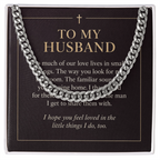 To My Husband Cuban Link Chain – "Love in Small Things" Message Card & Gift Box, Christian Faith Gift for Husband