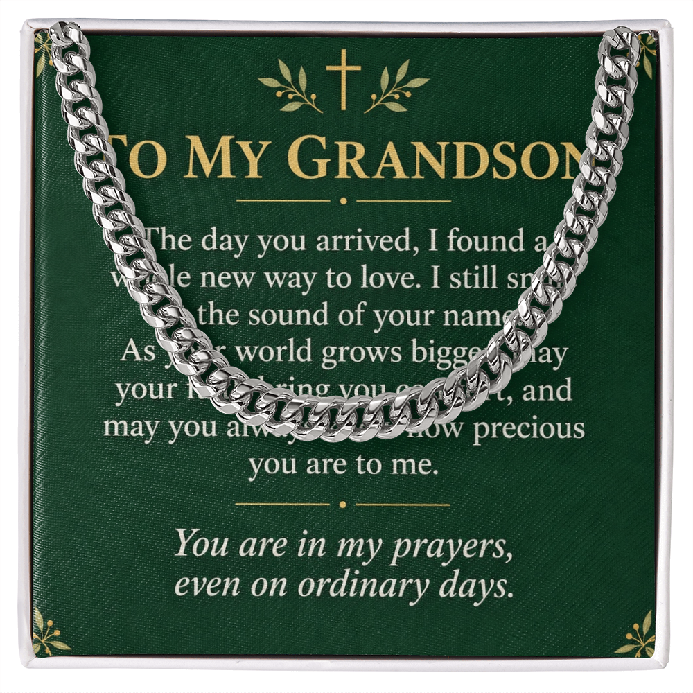 To My Grandson Cuban Link Chain – "Ordinary Days" Message Card & Gift Box, Gift for Grandson