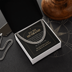 To My Husband Cuban Link Chain – "Quiet Prayer" Message Card & Gift Box, Christian Faith Gift for Husband