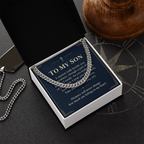 To My Son Cuban Link Chain – "Belong in My Heart" Message Card & Gift Box, Christian Faith Gift for Son