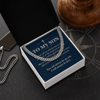 To My Son Cuban Link Chain – "Always Be Here" Message Card & Gift Box, Christian Faith Gift for Son