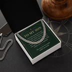 To My Son Cuban Link Chain – "Makes Me Proud" Message Card & Gift Box, Christian Faith Gift for Son
