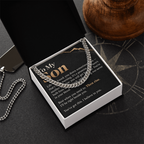 To My Son Cuban Link Chain – "Then Rise" Message Card & Gift Box, Inspirational Gift for Son