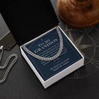 To My Grandson Cuban Link Chain – "Beyond This Moment" Message Card & Gift Box, Gift for Grandson