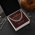 To My Husband Cuban Link Chain – "Keep Learning to Love You" Message Card & Gift Box, Christian Faith Gift for Husband