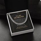 To My Husband Cuban Link Chain – "Quiet Prayer" Message Card & Gift Box, Christian Faith Gift for Husband