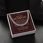 To My Husband Cuban Link Chain – "Keep Learning to Love You" Message Card & Gift Box, Christian Faith Gift for Husband