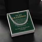 To My Grandson Cuban Link Chain – "So Beautiful" Message Card & Gift Box, Gift for Grandson