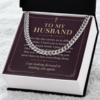 To My Husband Cuban Link Chain – "Peace Today" Message Card & Gift Box, Christian Faith Gift for Husband