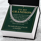 To My Grandson Cuban Link Chain – "So Beautiful" Message Card & Gift Box, Gift for Grandson