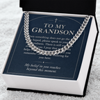 To My Grandson Cuban Link Chain – "Beyond This Moment" Message Card & Gift Box, Gift for Grandson