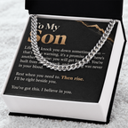 To My Son Cuban Link Chain – "Then Rise" Message Card & Gift Box, Inspirational Gift for Son