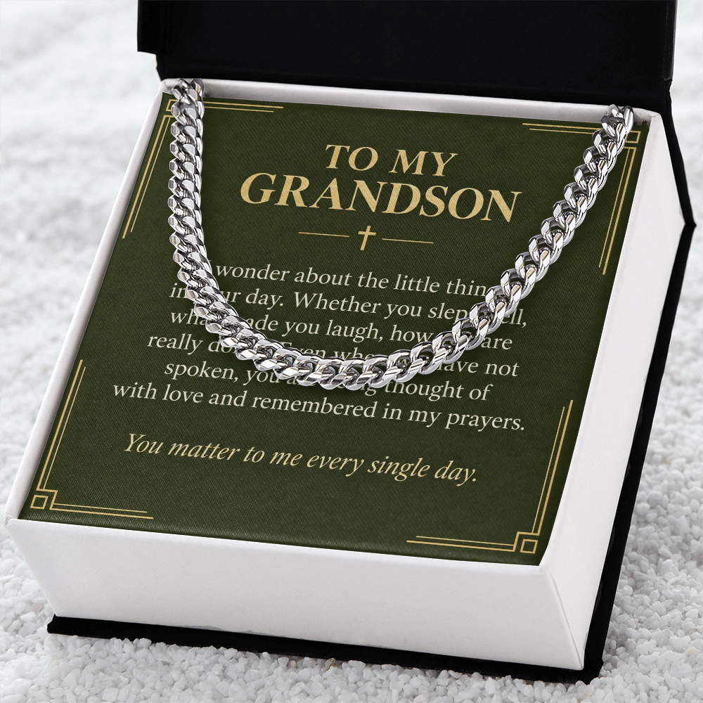 To My Grandson Cuban Link Chain – "Every Single Day" Message Card & Gift Box, Gift for Grandson