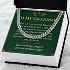 To My Grandson Cuban Link Chain – "Ordinary Days" Message Card & Gift Box, Gift for Grandson