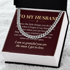 To My Husband Cuban Link Chain – "Grateful for You" Message Card & Gift Box, Christian Faith Gift for Husband