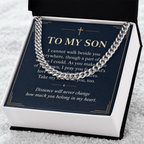 To My Son Cuban Link Chain – "Belong in My Heart" Message Card & Gift Box, Christian Faith Gift for Son