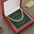 To My Grandson Cuban Link Chain – "Whole Day" Message Card & Gift Box, Gift for Grandson
