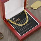 To My Son Cuban Link Chain – "Then Rise" Message Card & Gift Box, Inspirational Gift for Son