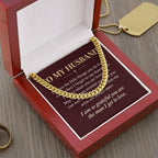 To My Husband Cuban Link Chain – "Grateful for You" Message Card & Gift Box, Christian Faith Gift for Husband