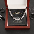 To My Husband Cuban Link Chain – "Quiet Prayer" Message Card & Gift Box, Christian Faith Gift for Husband