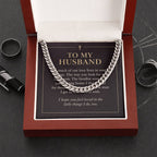 To My Husband Cuban Link Chain – "Love in Small Things" Message Card & Gift Box, Christian Faith Gift for Husband