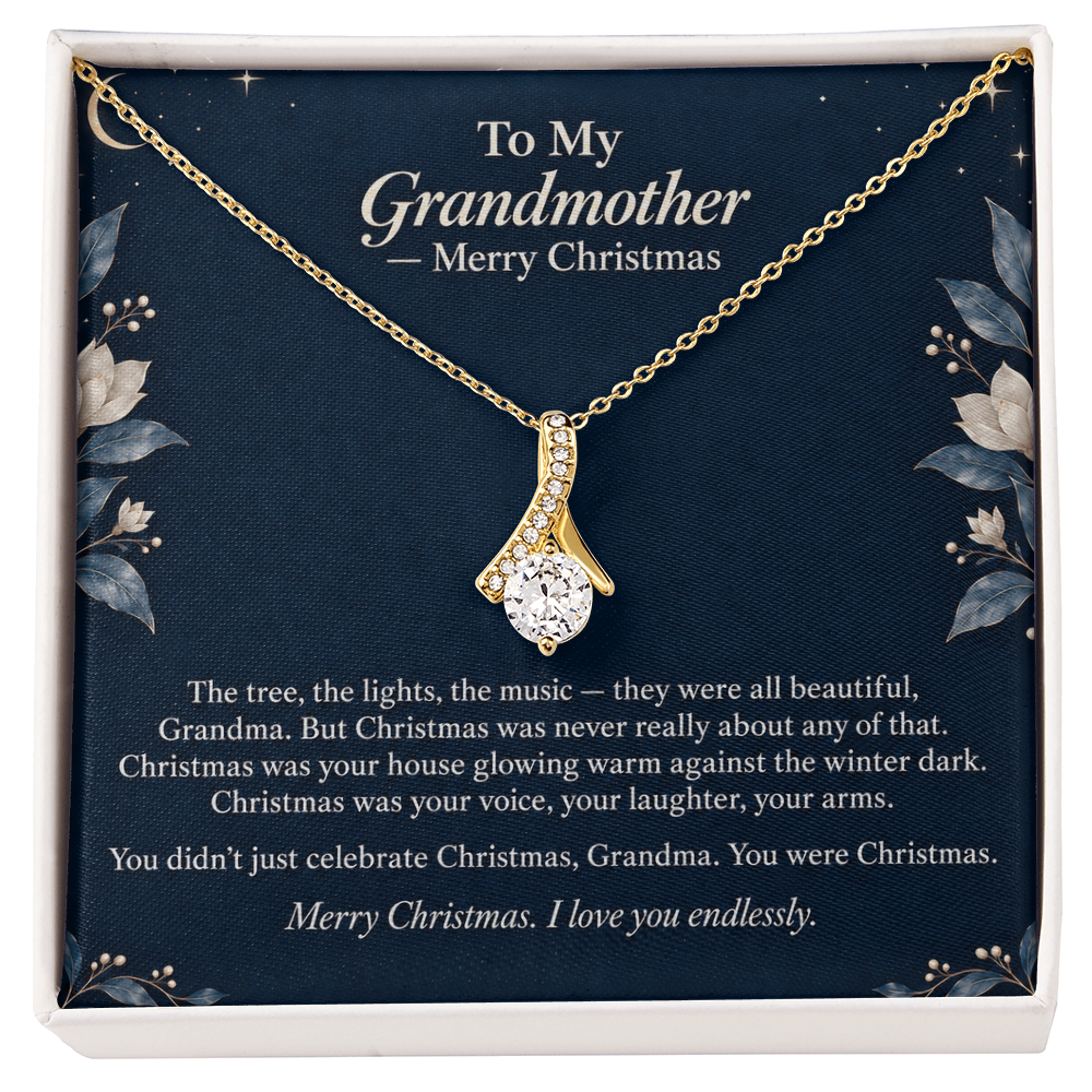 To My Grandmother Necklace – Alluring Beauty Pendant with Merry Christmas Message Card & Gift Box