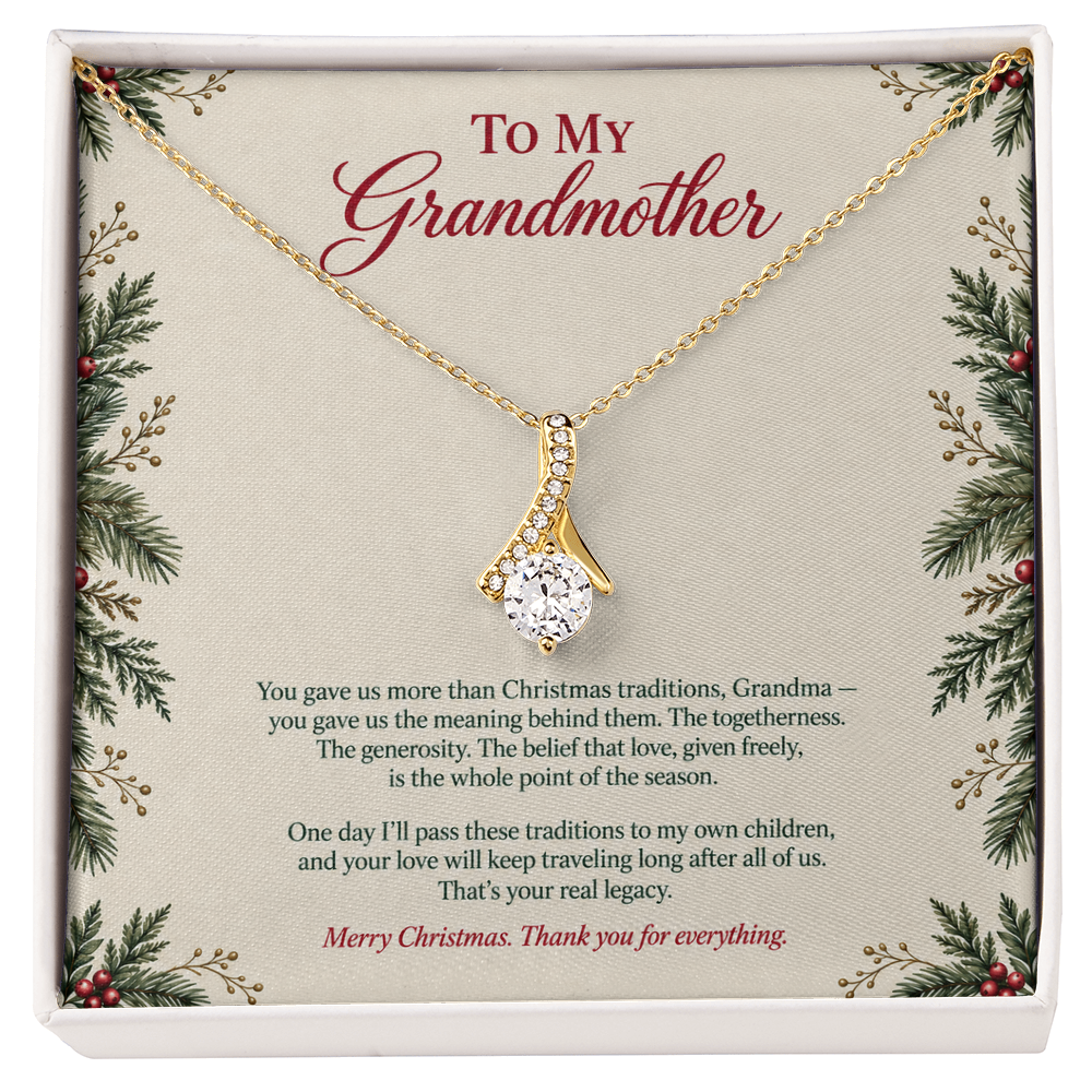 To My Grandmother Necklace – Alluring Beauty Pendant with Christmas Traditions Message Card & Gift Box