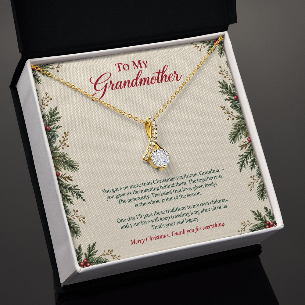 To My Grandmother Necklace – Alluring Beauty Pendant with Merry Christmas Message Card & Gift Box