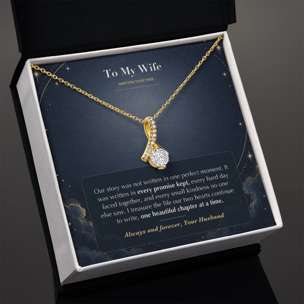 To My Wife Necklace from Husband – Alluring Beauty Pendant with Written Together Message Card & Gift Box