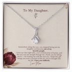 To Daughter Necklace from Mom – Alluring Beauty Pendant with Favorite People Message Card & Gift Box