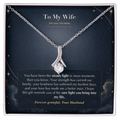 To My Wife Necklace from Husband – Alluring Beauty Pendant with The Light You Bring Message Card & Gift Box