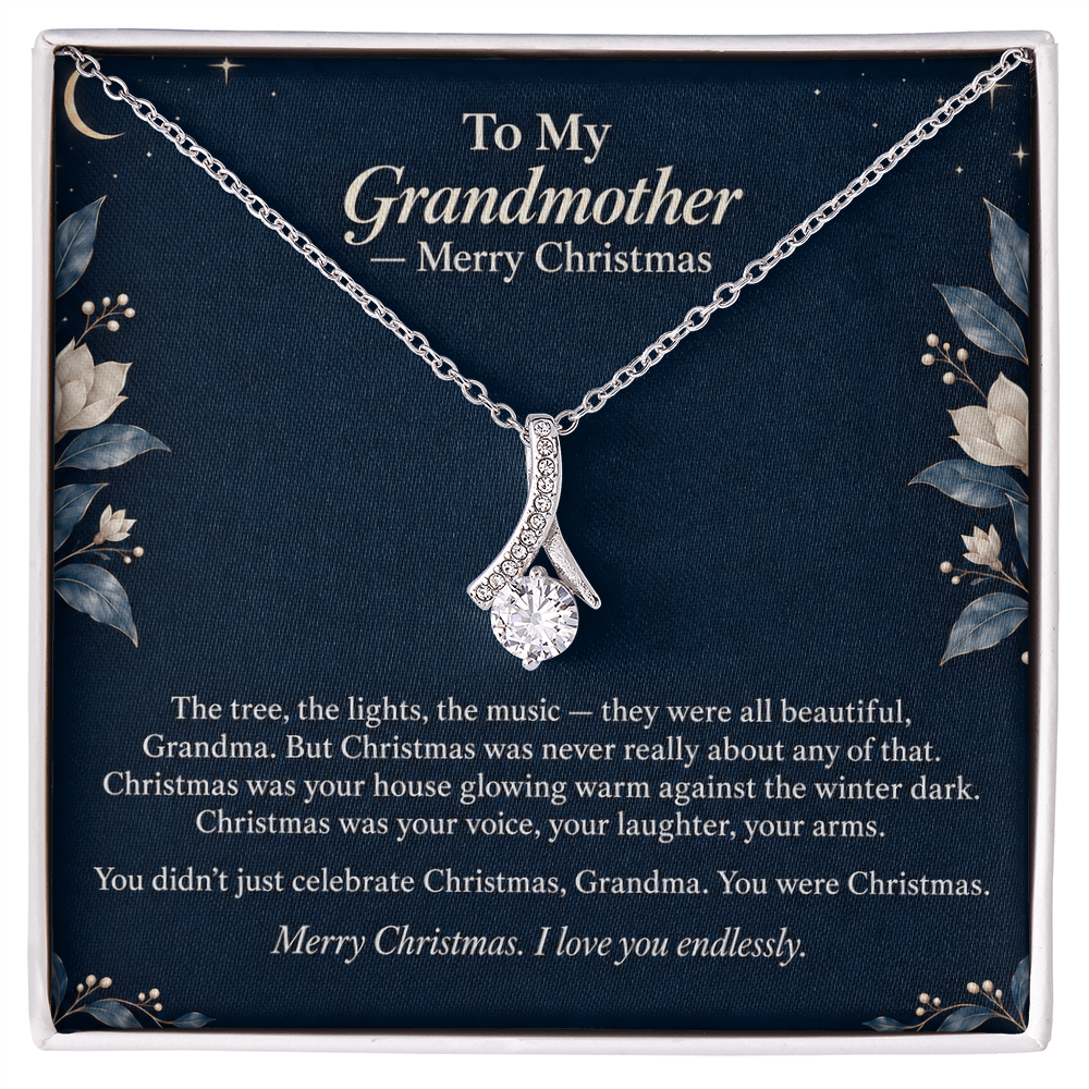 To My Grandmother Necklace – Alluring Beauty Pendant with Merry Christmas Message Card & Gift Box