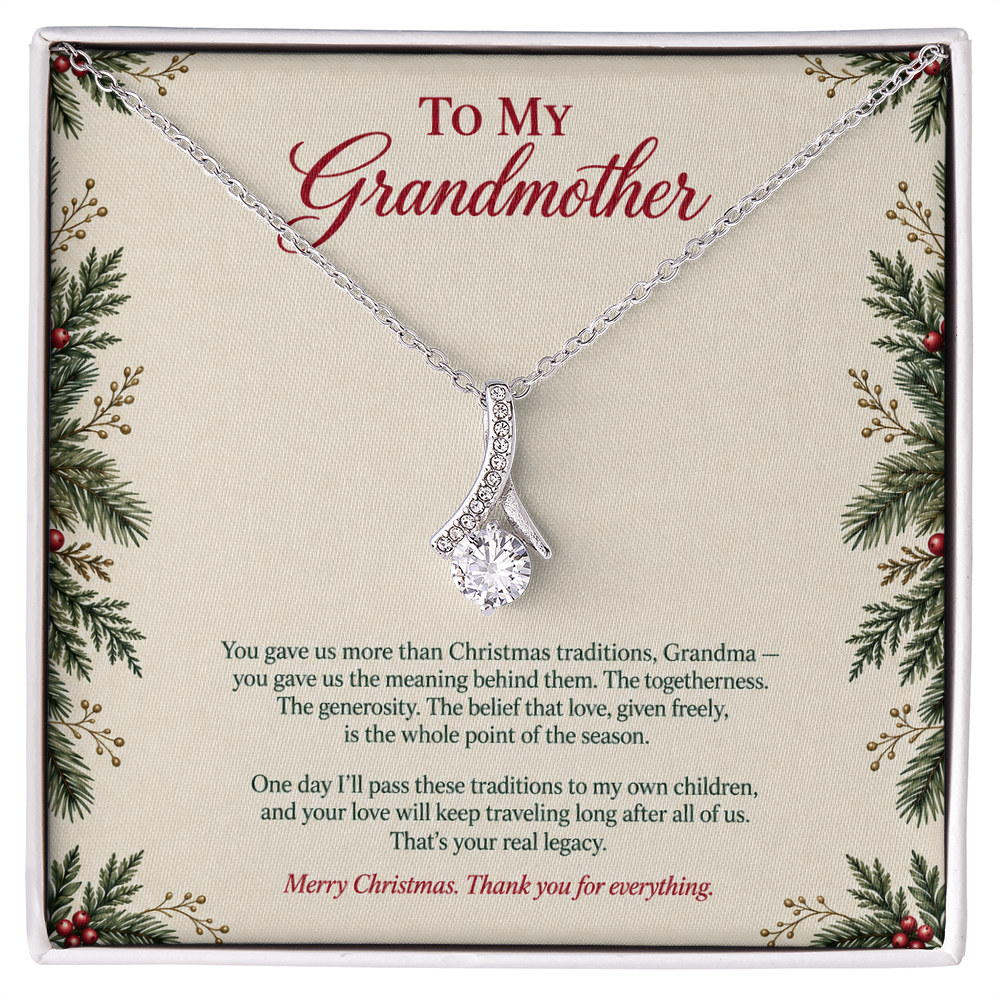 To My Grandmother Necklace – Alluring Beauty Pendant with Christmas Traditions Message Card & Gift Box