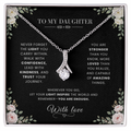 To My Daughter Necklace – Alluring Beauty Pendant with Never Forget the Light You Carry Within Message Card & Gift Box