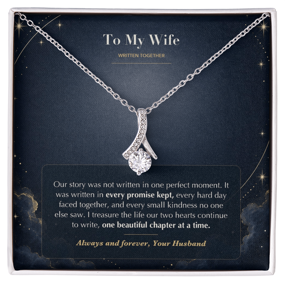 To My Wife Necklace from Husband – Alluring Beauty Pendant with Written Together Message Card & Gift Box