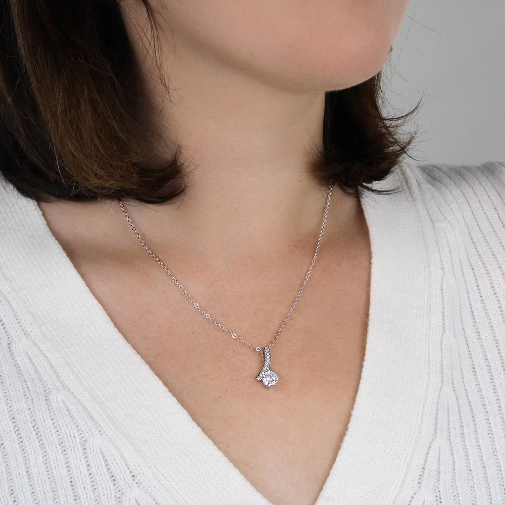 To Daughter Necklace from Mom – Alluring Beauty Pendant with Favorite People Message Card & Gift Box