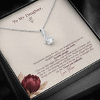 To Daughter Necklace from Mom – Alluring Beauty Pendant with Favorite People Message Card & Gift Box