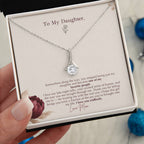 To Daughter Necklace from Mom – Alluring Beauty Pendant with Favorite People Message Card & Gift Box
