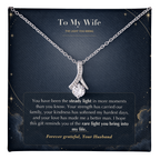 To My Wife Necklace from Husband – Alluring Beauty Pendant with The Light You Bring Message Card & Gift Box